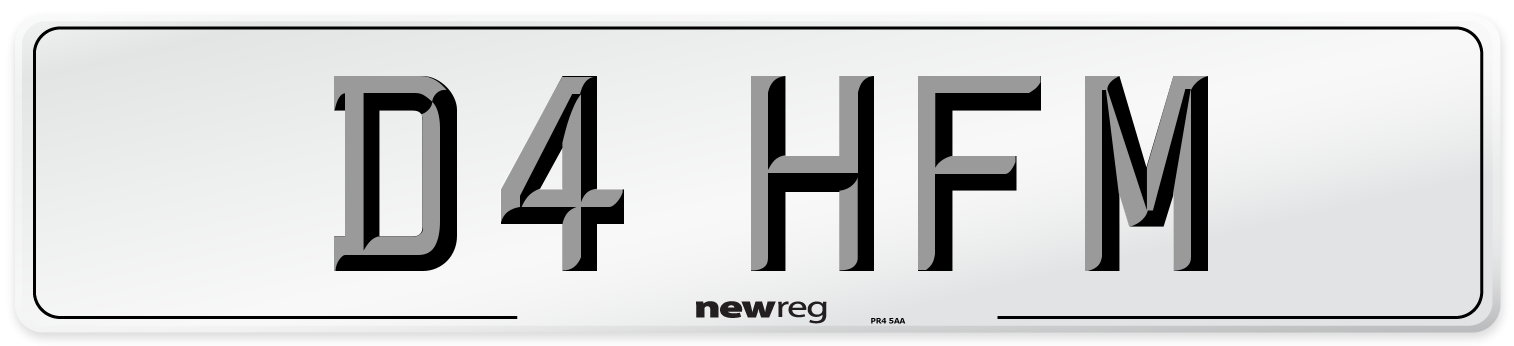 D4 HFM Number Plate from New Reg